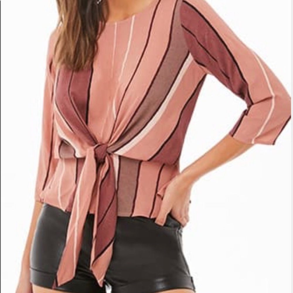 NWT Striped Tie-Front Top